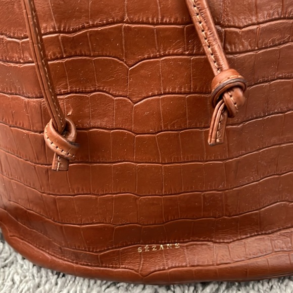 Sezane Farrow Camel Croco Bucket Bag - Picture 7 of 16